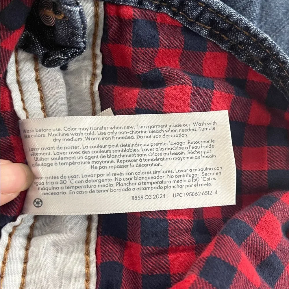 Oshkosh B’Gosh Vestbak Flannel Lined Buffalo Plaid Jean Denim Overalls 24 months